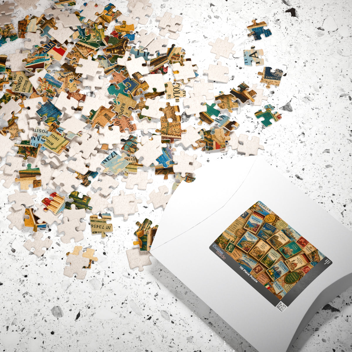 Italy Matchbook Puzzle | Italian Travel Memorabilia Jigsaw | Mediterranean Landmark European Vacation Nostalgia Puzzle The Puzzle Chest