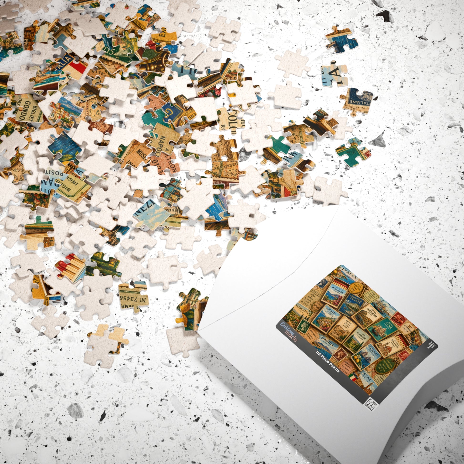 Italy Matchbook Puzzle | Italian Travel Memorabilia Jigsaw | Mediterranean Landmark European Vacation Nostalgia Puzzle The Puzzle Chest