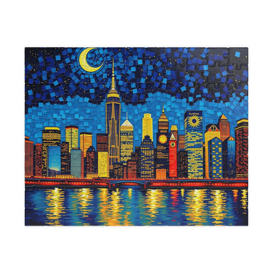 Mosaic Starry Night Skyline Jigsaw Puzzle, 110/252/520/1014-piece Tabletop Game, Urban Landscape Design, Best Unique Gift for Puzzle Lover 110 pcs (Horizontal) Puzzle The Puzzle Chest