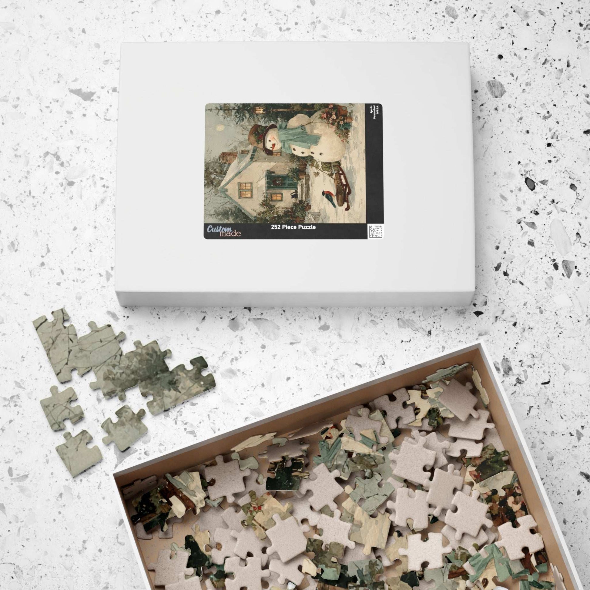Whispers of Winter Jigsaw Puzzle - Snowman and Bird Wonderland, Best for Holiday Family Activity, Christmas Decor, Seasonal Gift Idea, Brain Teaser Puzzle The Puzzle Chest