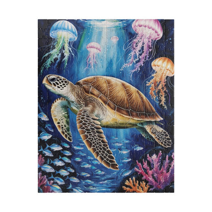 Jigsaw Puzzle, Sea Turtle Ocean Trench Glow in the Dark, 110 252 520 1014 Pieces, Family Game Night Gift, Relaxing Hobby Activity, Home