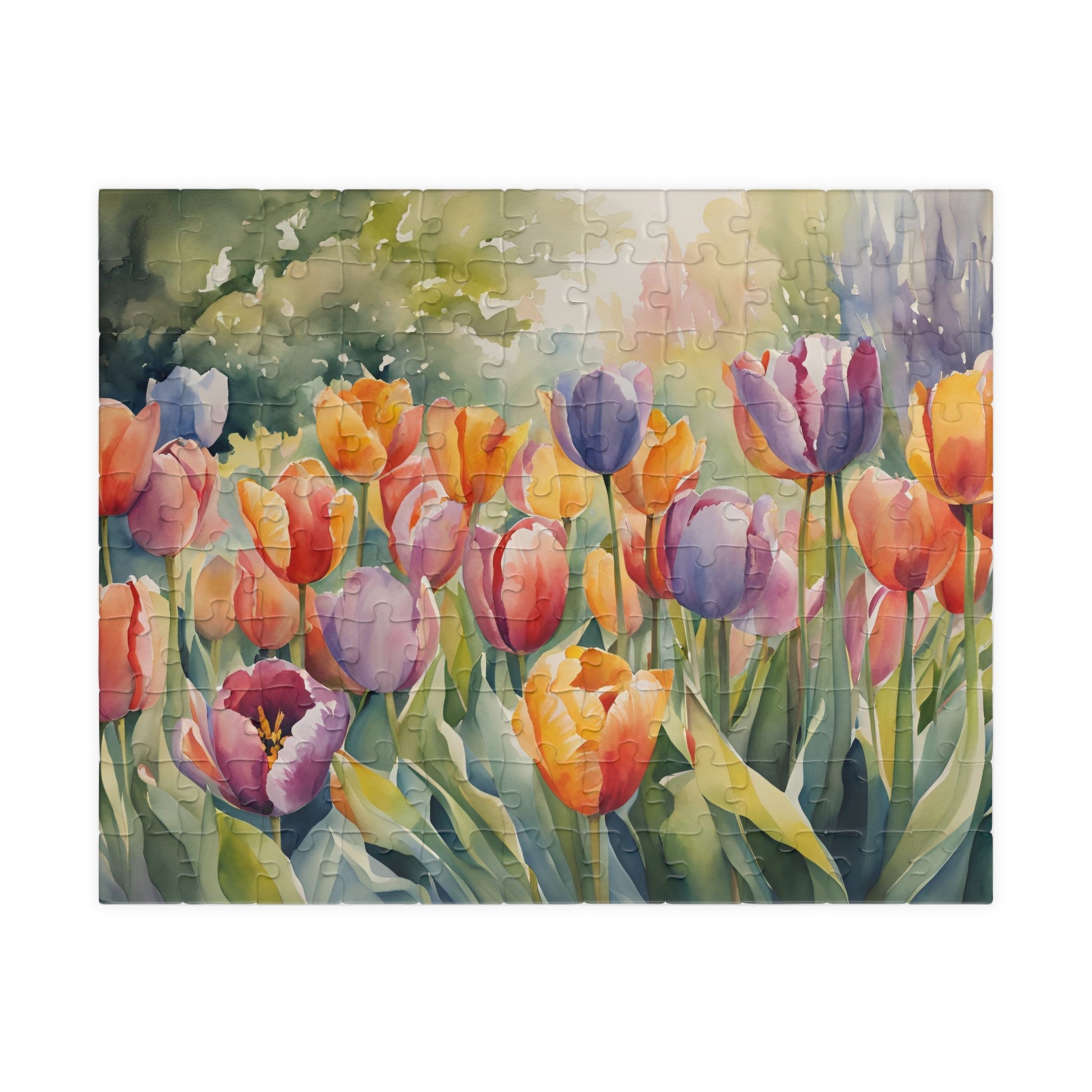 Colorful Flowers Jigsaw Puzzle, 110-1014 Piece Whimsical Tulip Art Botanical Tabletop Game for Quiet Family Time Activity, Puzzle Lover Gift 110 pcs (Horizontal) Puzzle The Puzzle Chest