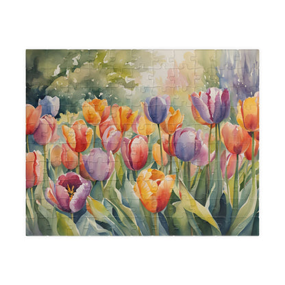 Colorful Flowers Jigsaw Puzzle, 110-1014 Piece Whimsical Tulip Art Botanical Tabletop Game for Quiet Family Time Activity, Puzzle Lover Gift 110 pcs (Horizontal) Puzzle The Puzzle Chest