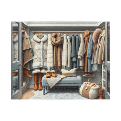 Winter Wardrobe Closet Jigsaw Puzzle, Cozy Fashion-Themed Game for Adults and Teens, Relaxing Activity, Home Decor, Family Fun, Holiday Gift 252 pcs (Horizontal) Puzzle The Puzzle Chest