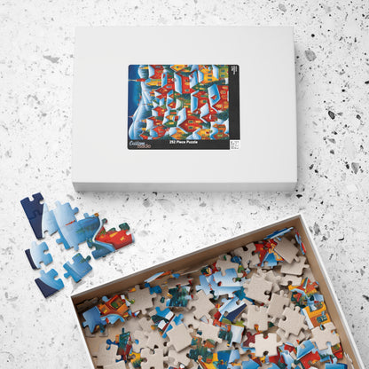 Colorful Winter Village Jigsaw Puzzle, 1000-Piece, Snow Capped Roofs, Red Green Blue Yellow, Charming Houses, Unique Art for Puzzle Lover