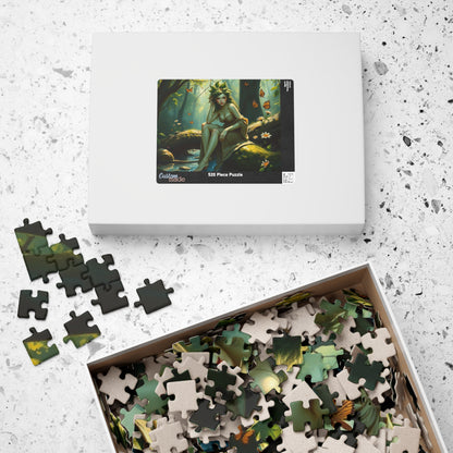 Green Skin Forest Nymph Jigsaw Puzzle, Serene Woodland Mythical Creature, Fantasy Nature Lover Gift, Mindful Family Activity, Leisure Hobby Puzzle The Puzzle Chest