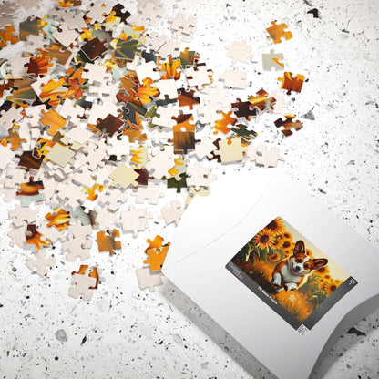 Corgi Sunflower Jigsaw Puzzle - Fun Family Activity, Pet Lover Birthday Holiday Gift for Friends, Home Entertainment Puzzle The Puzzle Chest