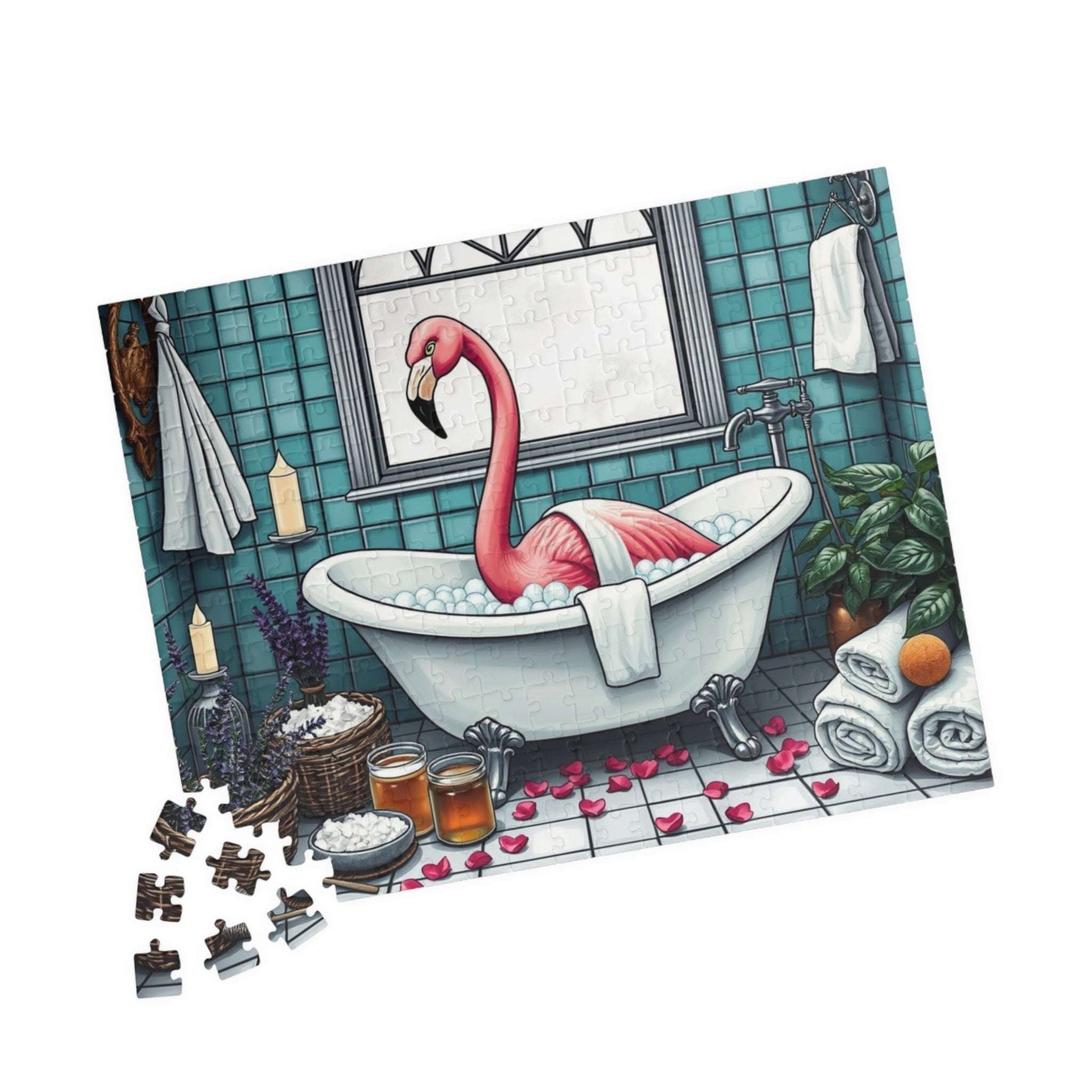 Spa Day Flamingo Puzzle - Charming Holiday Birthday Gift for Friends, Family Bonding Time, Game Night, Puzzle Enthusiasts Puzzle The Puzzle Chest
