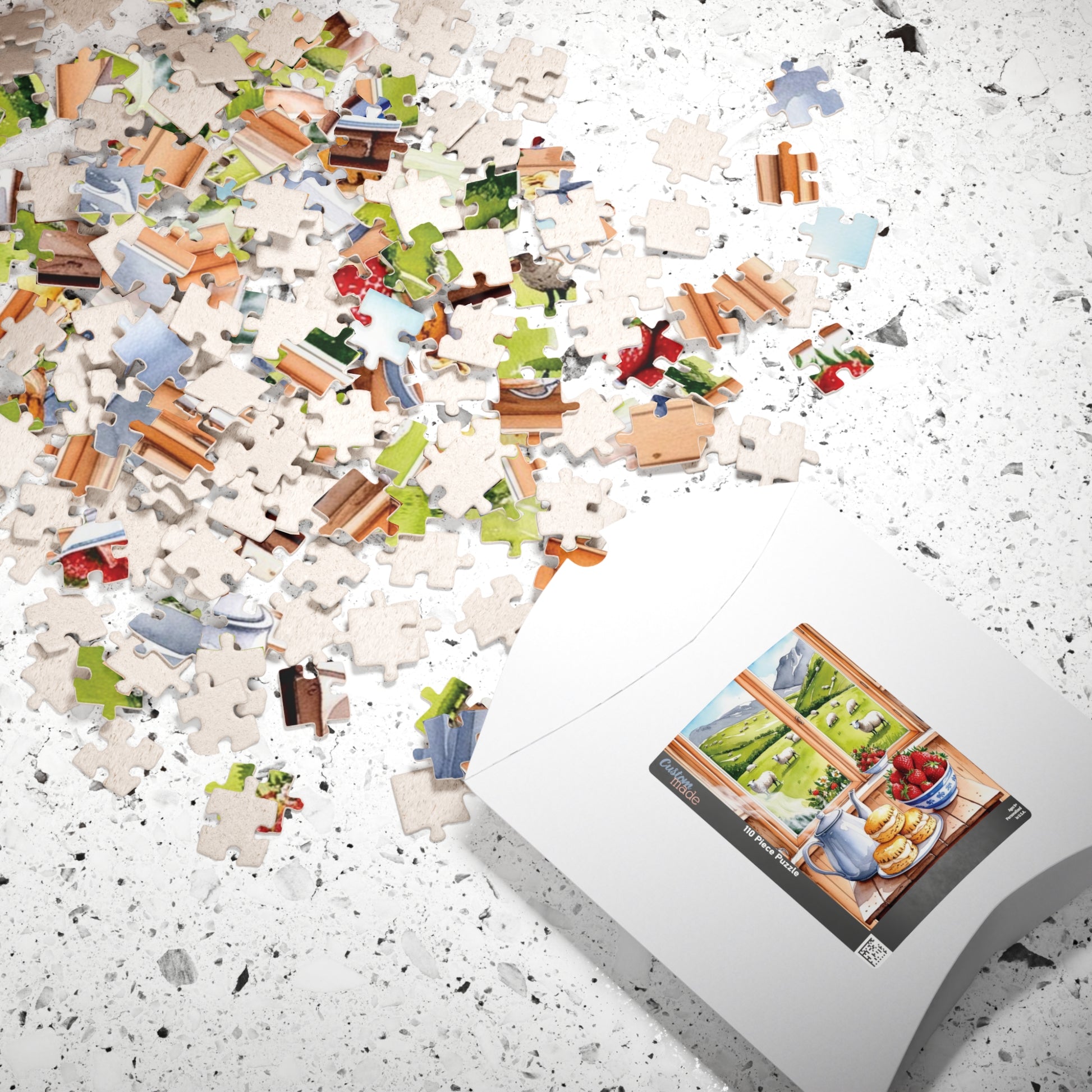 Foodie Jigsaw Puzzle, Window Kitchen Scene with Tea and Scones, Cozy Housewarming Gift, Farmhouse Country Kitchen Decor, Puzzle Lover Hobby Puzzle The Puzzle Chest