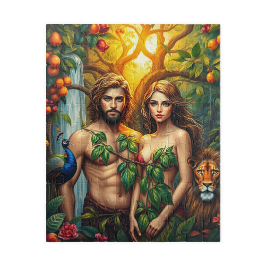 Adam and Eve Jigsaw Puzzle - Biblical Art of the Garden of Eden, Spiritual and Religious Puzzle for Adults, Faith-Based Gift for Friends 110 pcs (Vertical) Puzzle The Puzzle Chest