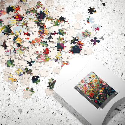 Floral Wildflower Jigsaw Puzzle, Vibrant Garden Scene, Family Activity, Gift for Flower Lover, Home Entertainment Mindfulness Hobby Puzzle The Puzzle Chest
