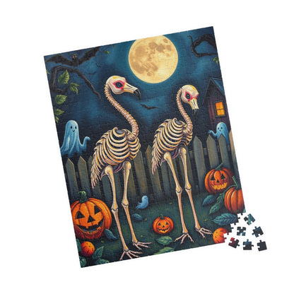 Halloween Skeleton Puzzle - Spooky Flamingo 110, 252, 520, 1014-piece Jigsaw Perfect for Fall Family Fun, Haunted House Decor, Pumpkin Love Puzzle The Puzzle Chest