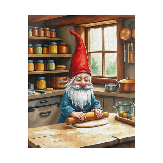 Gnome Rolling Dough in Cottagecore Kitchen – Dwarf Storybook Baking Jigsaw Puzzle Puzzle The Puzzle Chest