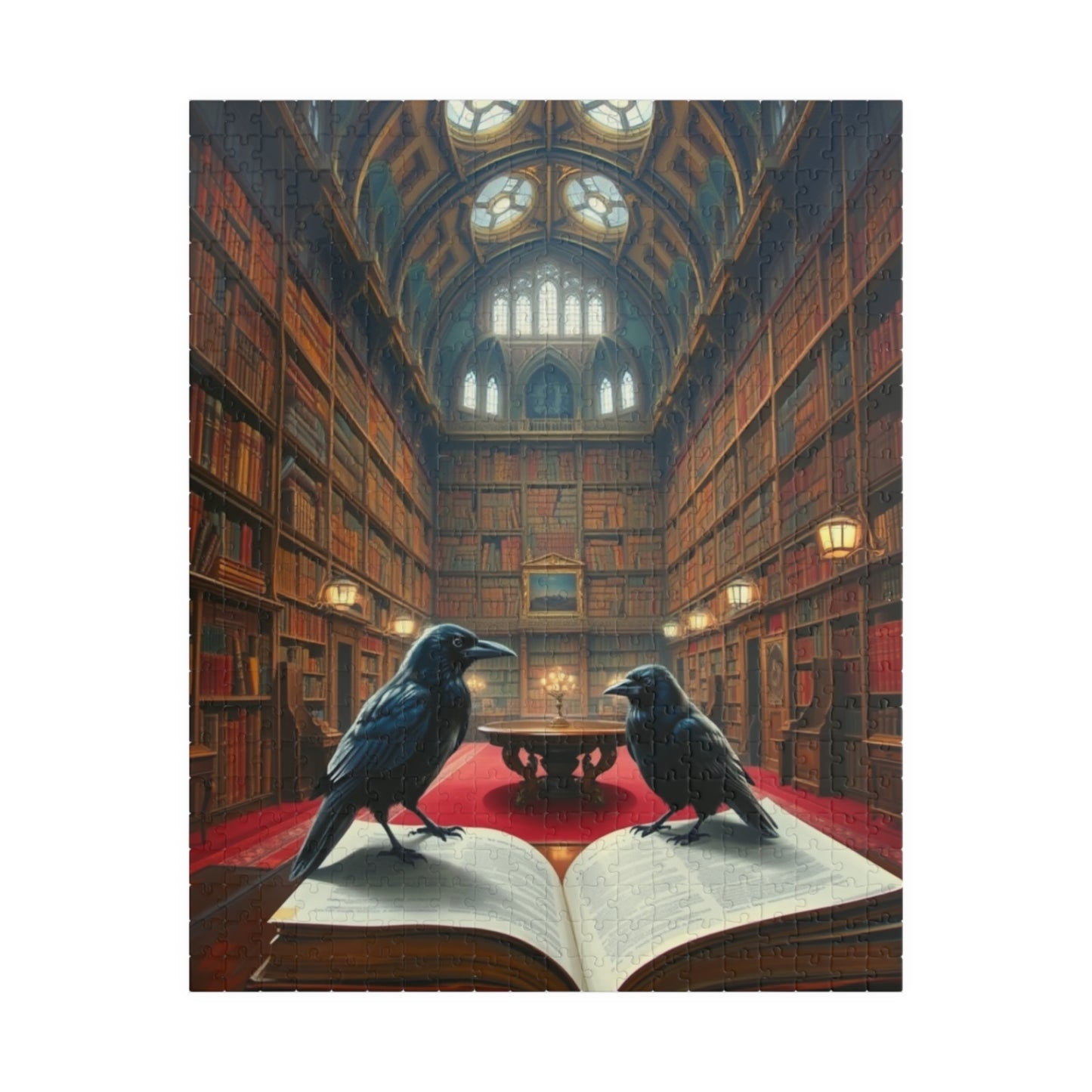 Mystical Library Ravens Puzzle, Book Lover Gift, 110-1014 Piece Jigsaw, Cozy Home Activity, Unique Challenge, Gothic Leisure Entertainment 520 pcs (Vertical) Puzzle The Puzzle Chest