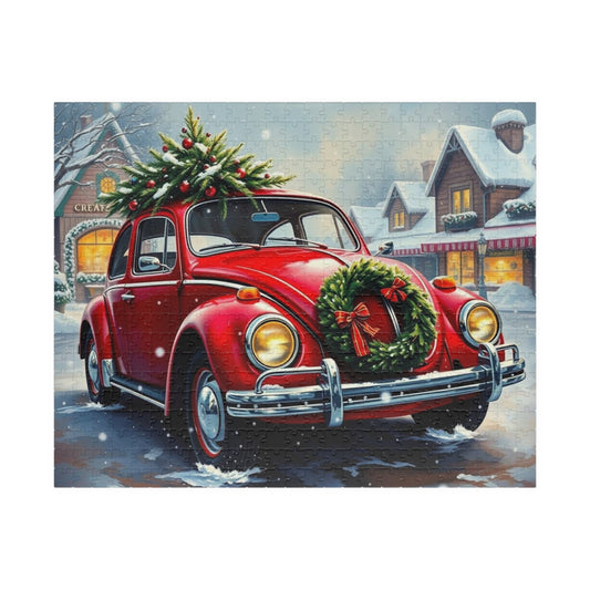 Winter Wonderland Jigsaw Puzzle - Christmas Vintage Car Theme, Retro Auto Holiday Gift for Families, Solo Winter Fun, 110-1014 Piece