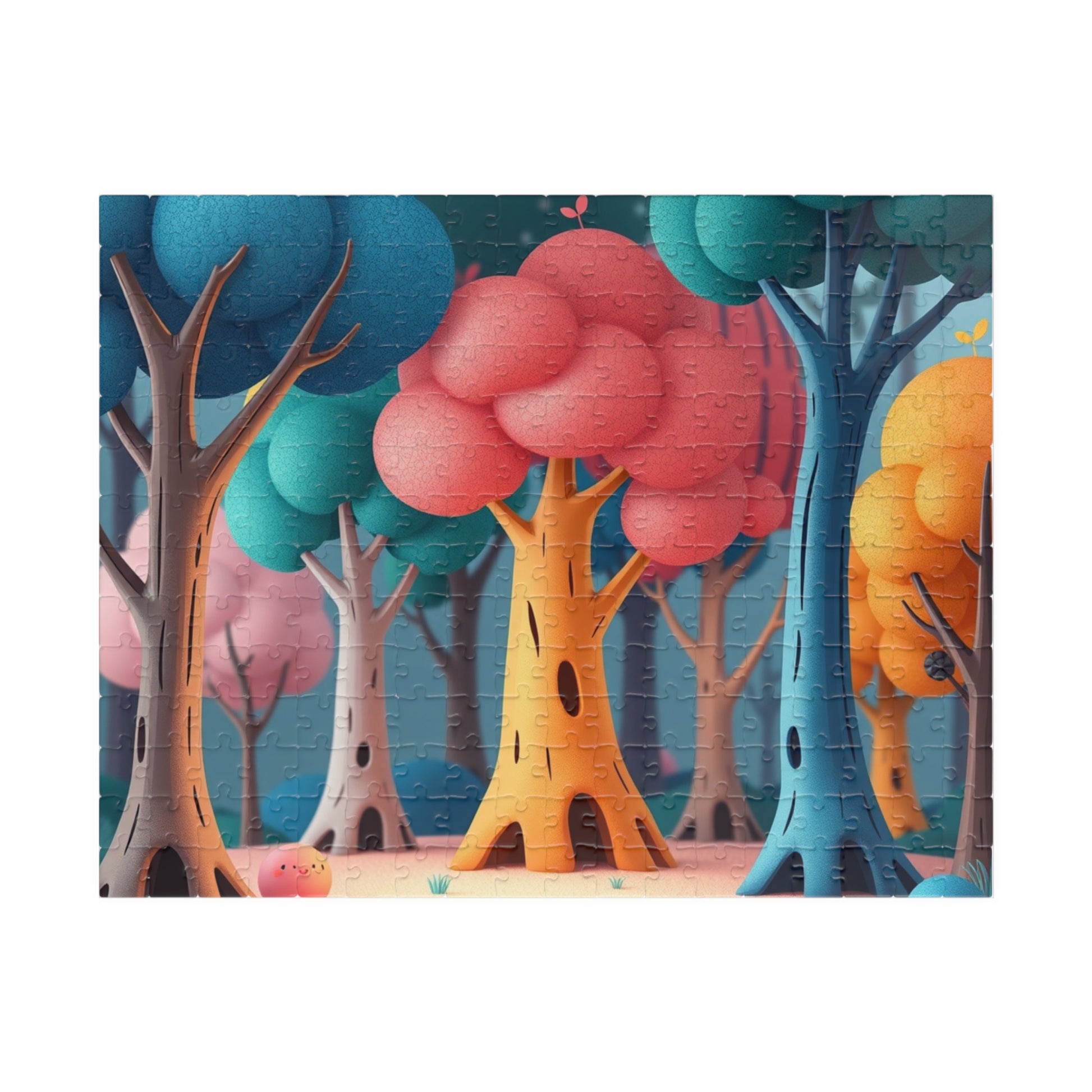 Abstract Landscape Forest Jigsaw Puzzle (110-1014 Piece), Surreal Tree Trunks with Colorful Canopies, Nature Theme Gift for Puzzle Lovers 252 pcs (Horizontal) Puzzle The Puzzle Chest