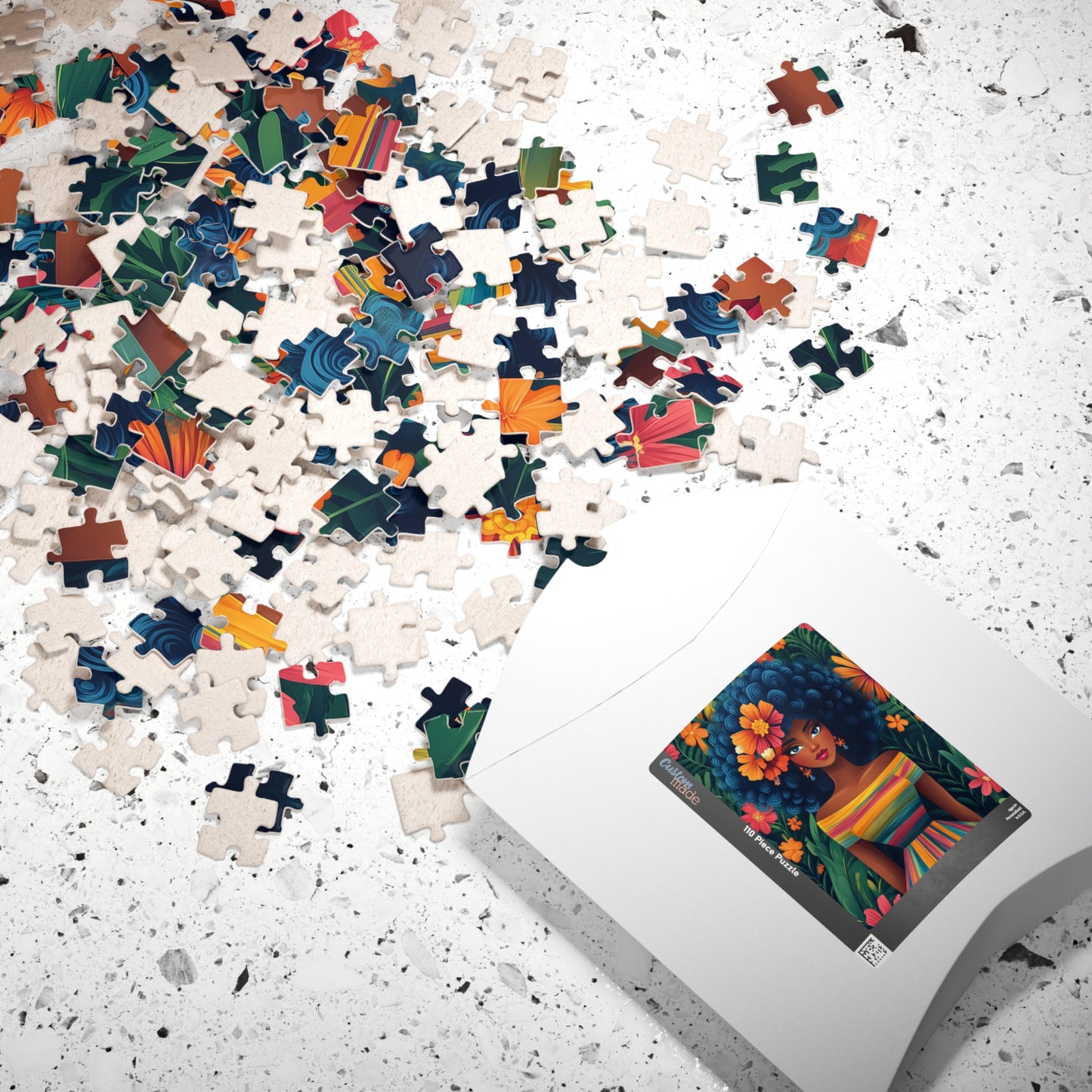 Afro Floral Portrait Puzzle 110-1014 Piece | Colorful Cartoonish Woman Jigsaw