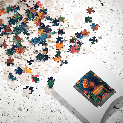Afro Floral Portrait Puzzle 110-1014 Piece | Colorful Cartoonish Woman Jigsaw