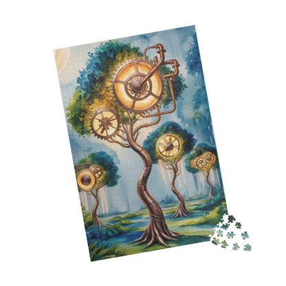 Jigsaw Puzzle - Surreal Landscape with Glowing Gears and Clockwork, Trippy 110, 252, 520, 1014-Piece Puzzle, Unique Gift for Puzzle Lover Puzzle The Puzzle Chest