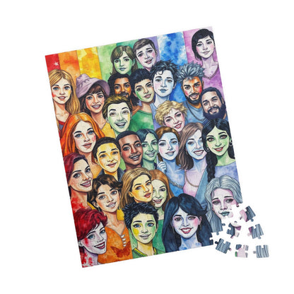 United in Joy Jigsaw Puzzle - Pride Rainbow Flag Faces, Queer Art Inclusive Game for Family Fun, Holiday Birthday Gift Idea, Team Building Puzzle The Puzzle Chest