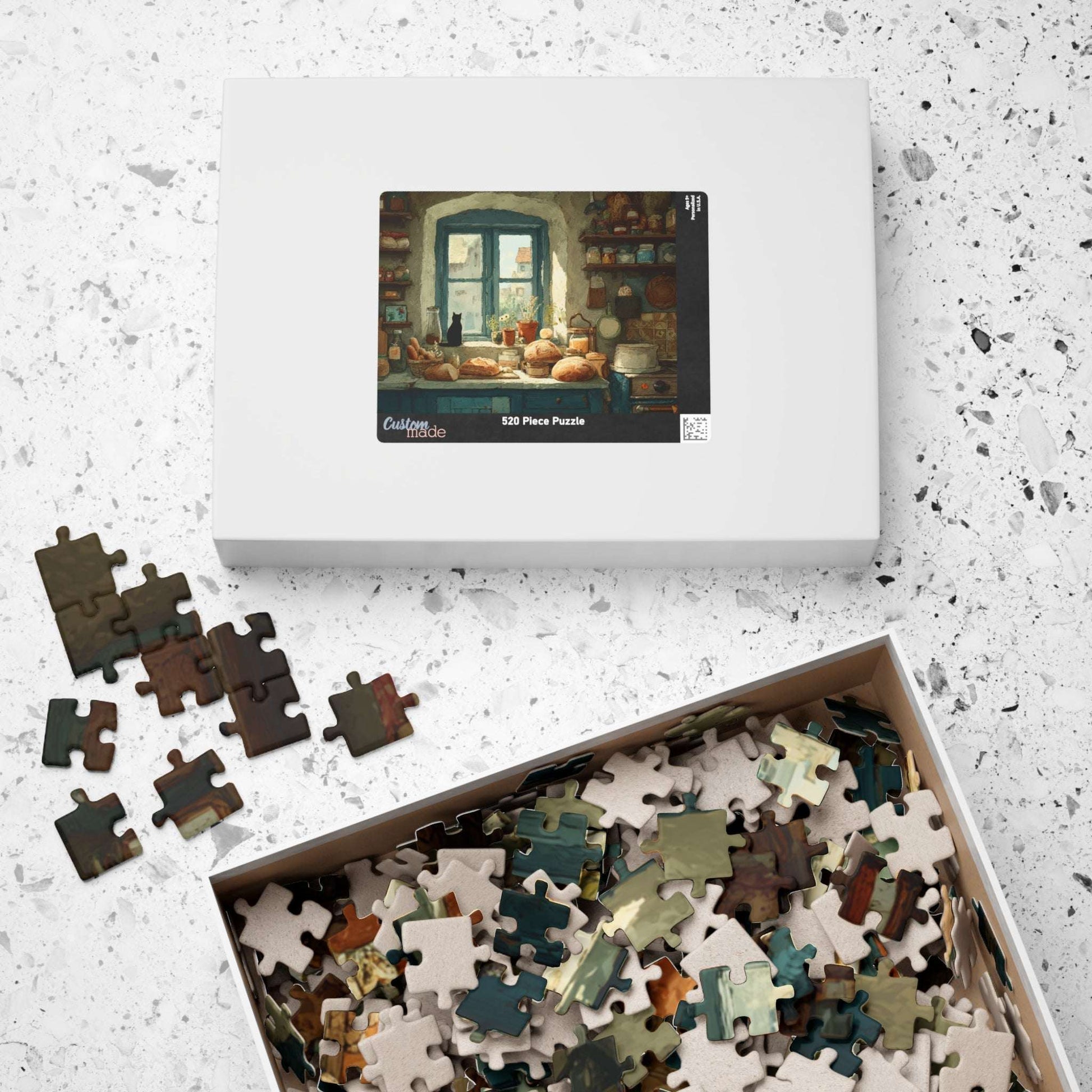 Cozy Kitchen Scene Cat on Windowsill Puzzle - Animal Themed Brain Teaser