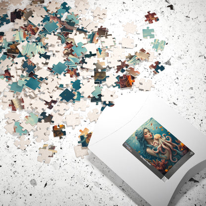 Mermaid and Octopus Puzzle | Art Puzzle for Sea Lovers, Unique Gift for Ocean Enthusiast and Friend, Fun Family Activity, Home Entertainment