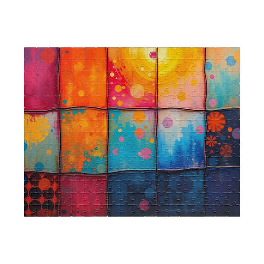 Vibrant Abstract Art Puzzle, Colorful Home Decor, Fun Family Activity, Creative Gift for Friends, Mindful Entertainment, Celebration Piece 252 pcs (Horizontal) Puzzle The Puzzle Chest
