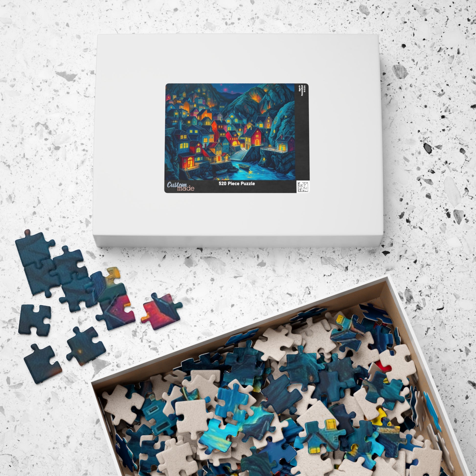 Bioluminescent 3D Village Jigsaw Puzzle for Adults, Cinematic Style with Glowing Colors and Dramatic Town Scene, Ideal Gift for Puzzle Fan The Puzzle Chest