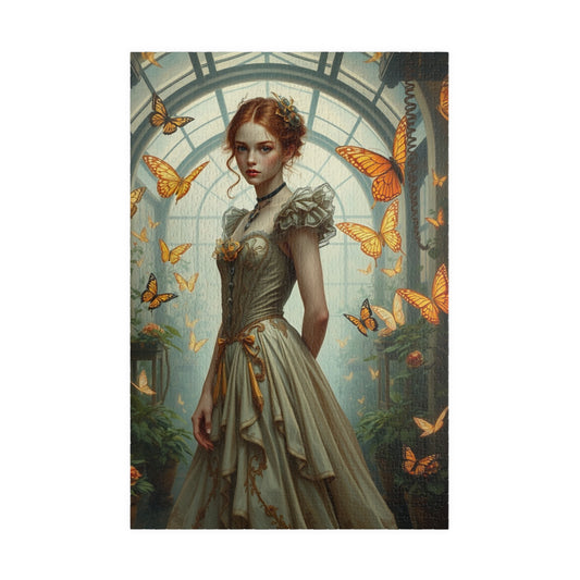Puzzle, Steampunk Woman Futuristic Greenhouse Mechanical Butterflies Plants, 110 252 520 1014-Piece, Family Jigsaw Game Activity, Giftable 1014 pcs (Vertical) Puzzle The Puzzle Chest