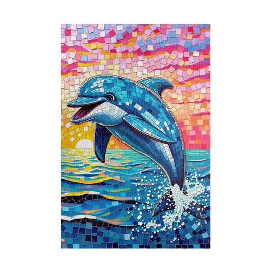 Iridescent Dolphin Mosaic Puzzle, Colorful Artistic Ocean Sunset Jigsaw Game for Adults, Ideal Gift for Sea Animal and Ocean Lover 1014 pcs (Vertical) Puzzle The Puzzle Chest