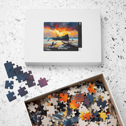 Solitude at the Shore Jigsaw Puzzle, Sunset Landscape Shipwreck, Gothic Puzzle, Dark Art Puzzle, Solo Fun, Game Night, Gift for Puzzle Lover Puzzle The Puzzle Chest