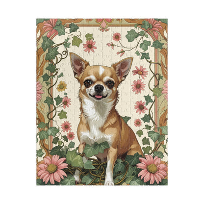 Chihuahua Floral Jigsaw Puzzle, William Morris-inspired 110-1014 Pieces, Fun Playful Intricate Pet Themed Game for Leisure Activity, Hobby
