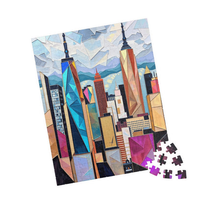 Abstract Cityscape Jigsaw Puzzle - Geometric Shapes Iridescent Colors Puzzle The Puzzle Chest