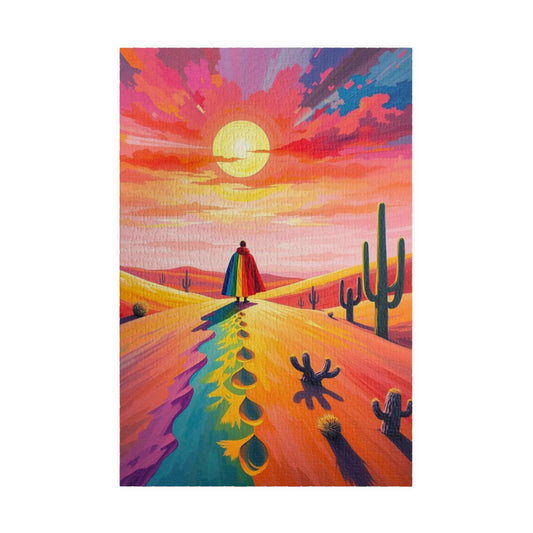 Solitude in Spectrum Jigsaw Puzzle - Surreal Desert Sunset, Colorful LGBTQ Art, Unique Pride Gift for Puzzle Lovers, Home Entertainment 1014 pcs (Vertical) Puzzle The Puzzle Chest