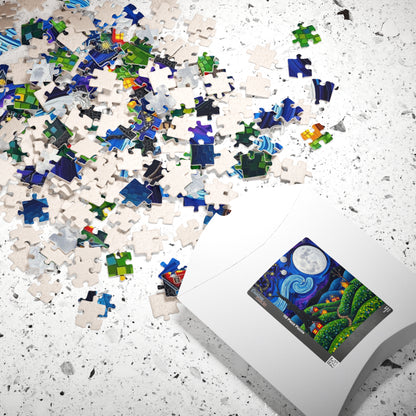 Mosaic Moonlit Village Jigsaw Puzzle Puzzle The Puzzle Chest