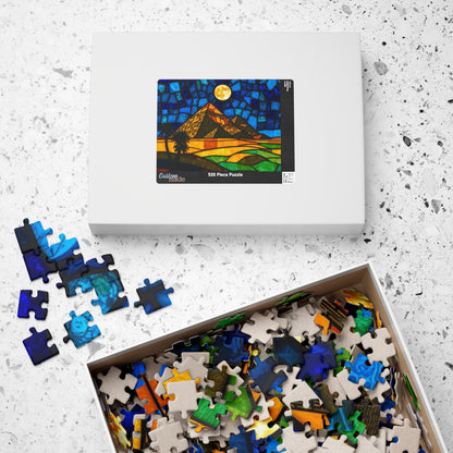 Stained Glass Pyramids of Giza Jigsaw Puzzle, Mosaic Style Starry Night, 110 252 520 1014-Piece, Egyptian Travel Hobby, Puzzle Lover Gift Puzzle The Puzzle Chest