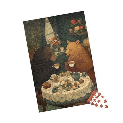 Bear Bash in Retro Style – Mid-Century Tea Party Puzzle for Vintage Lovers, Animal Themed Jigsaw Game 1014 pcs (Vertical) Puzzle The Puzzle Chest