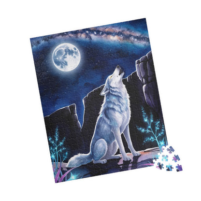 Mythical Jigsaw Puzzle - Wolf Howling at the Moon, 110/252/520/1014 Piece Animal Fun Family Tabletop Game, Best Unique Gift, Puzzle Lover