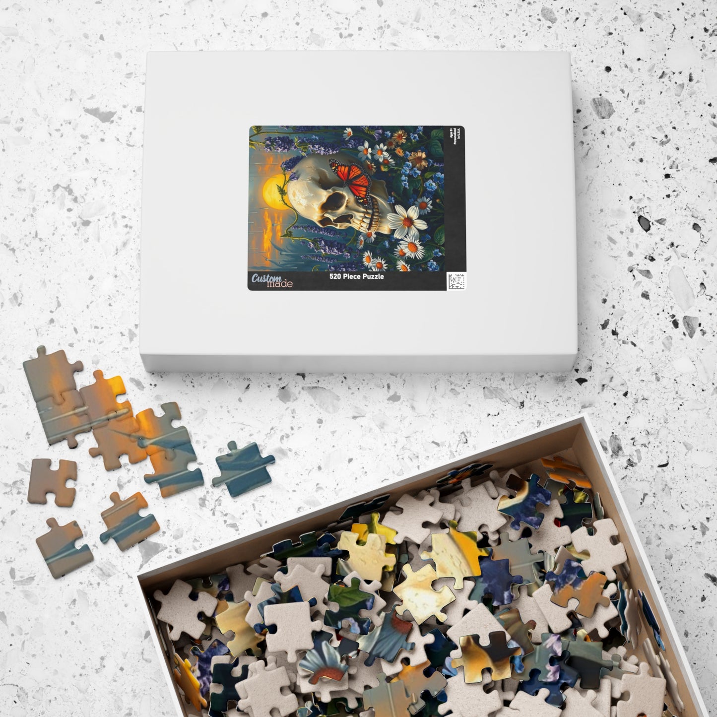 Skull and Butterfly Puzzle, Artistic Dark Art Jigsaw Puzzle for Adults, Unique Gothic Artwork Puzzle Lover Gift, Relaxing Fun Solo Activity Puzzle The Puzzle Chest