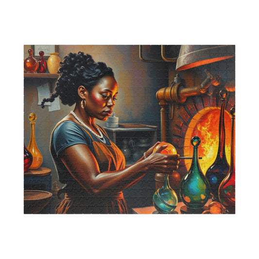 Black Woman Glassblowing Jigsaw Puzzle, African American Art, Unique Birthday Holiday Gift for Friend, Family Game Night, Creative Challenge 520 pcs (Horizontal) Puzzle The Puzzle Chest