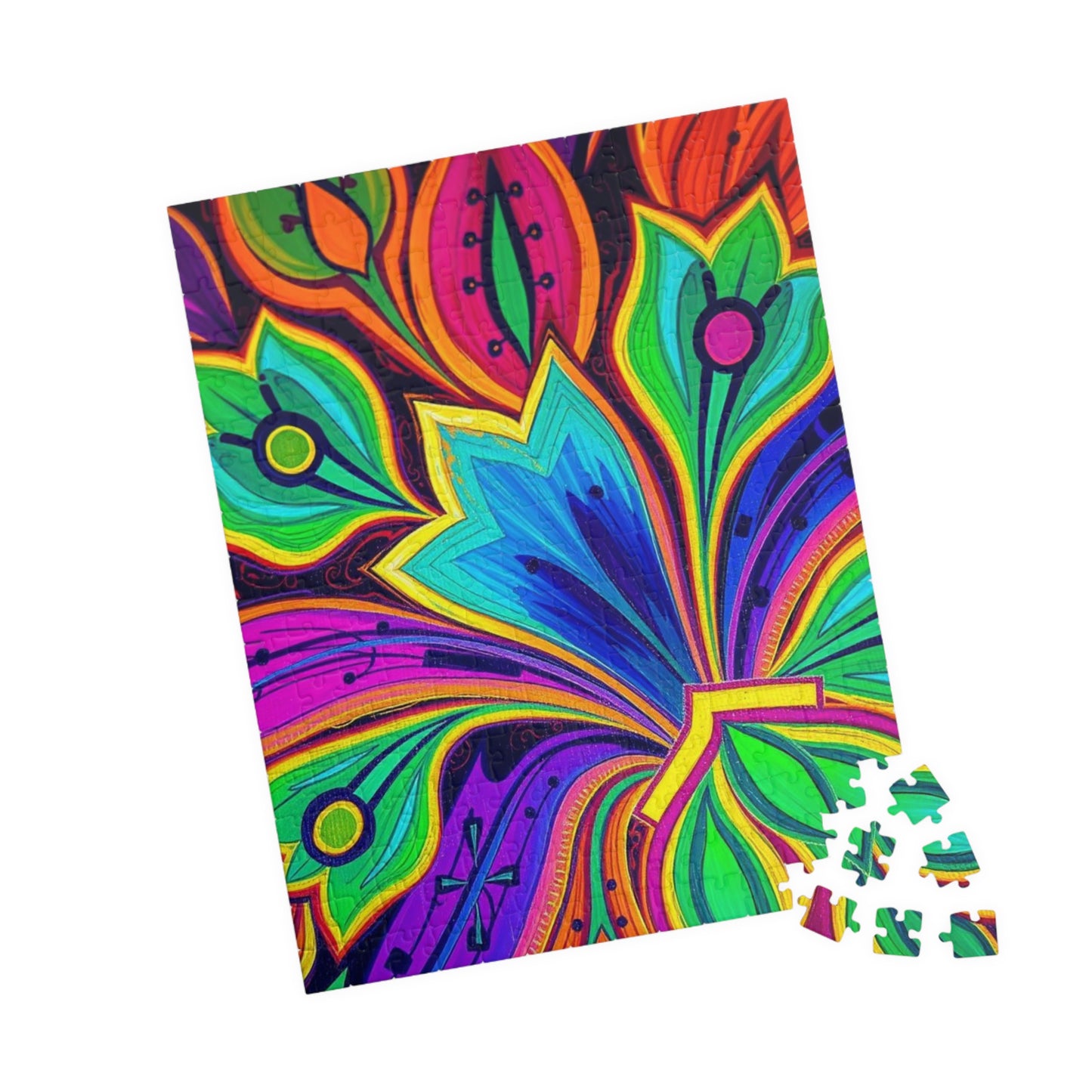 Colorful Floral Jigsaw Puzzle - Abstract Flower, Fun Home Activity, Puzzle Lover Gift for Adult, Family Game Night, Brain Teaser Puzzle The Puzzle Chest