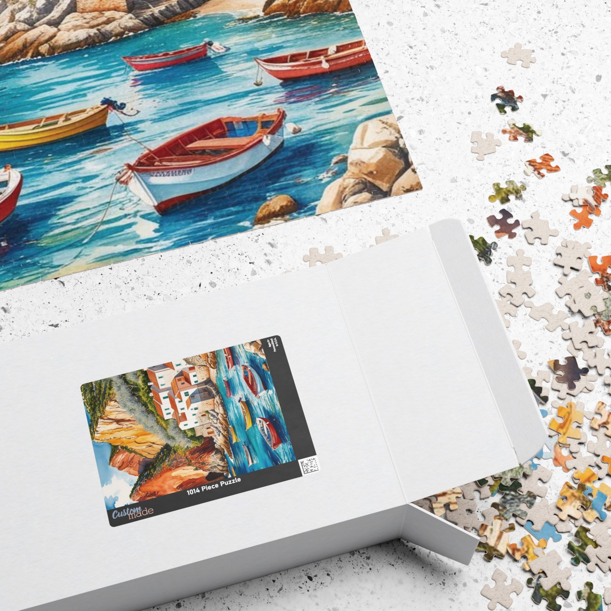 Seaside Landscape Jigsaw Puzzle, Mediterranean Coastline 1000-Piece Game for Family Activity and Bonding, Fishing Village Coastal Puzzle Puzzle The Puzzle Chest