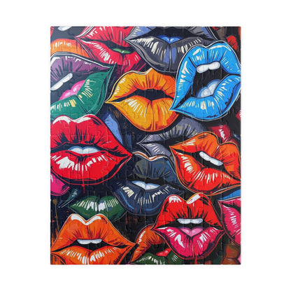 Colorful Lips Jigsaw Puzzle, Lipstick Kisses Collage, Fun Activity, Creative Hobby, Gift for Puzzle Lovers Art Enthusiast, Brain Teaser Game 110 pcs (Vertical) Puzzle The Puzzle Chest