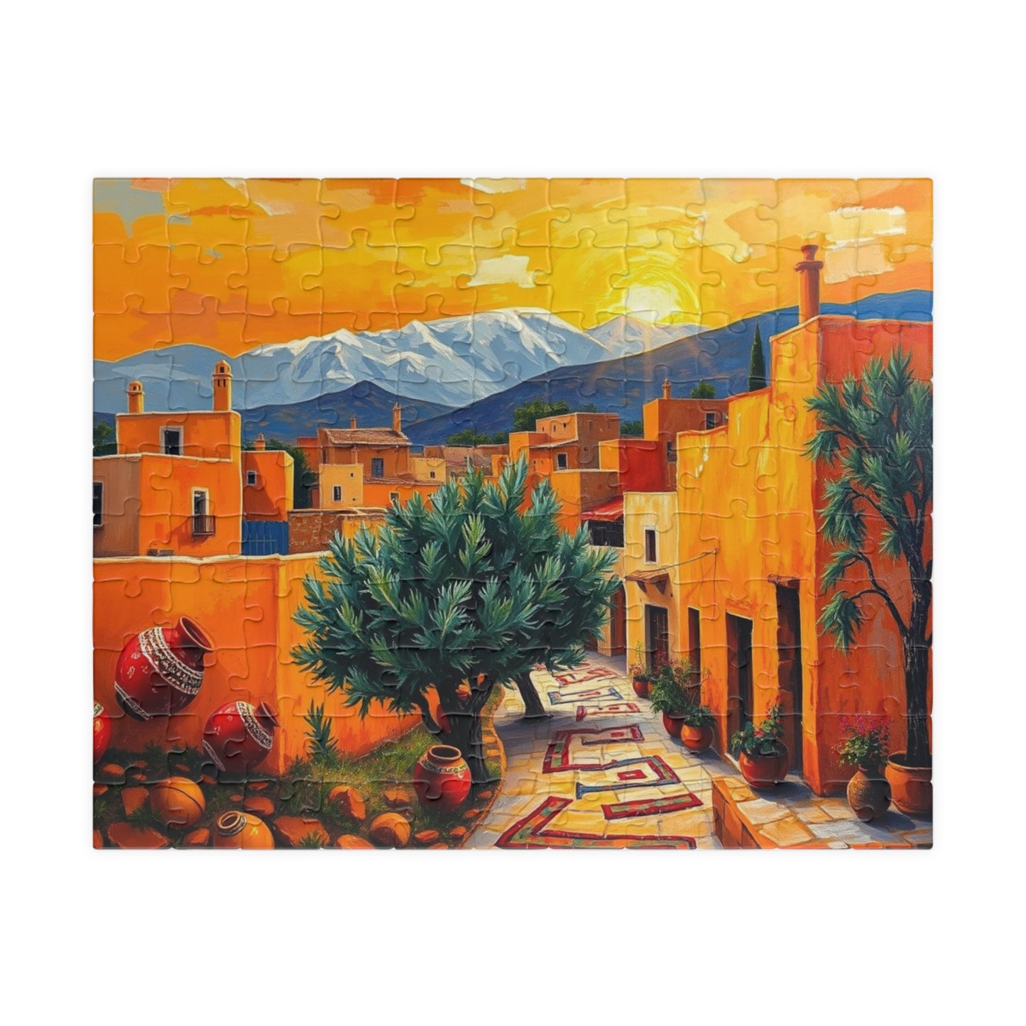 Moroccan Village Sunset Jigsaw Puzzle for Adults, Holiday Birthday Gift for Puzzle Lover, Family Fun, Mindfulness Activity, Art 110 pcs (Horizontal) Puzzle The Puzzle Chest