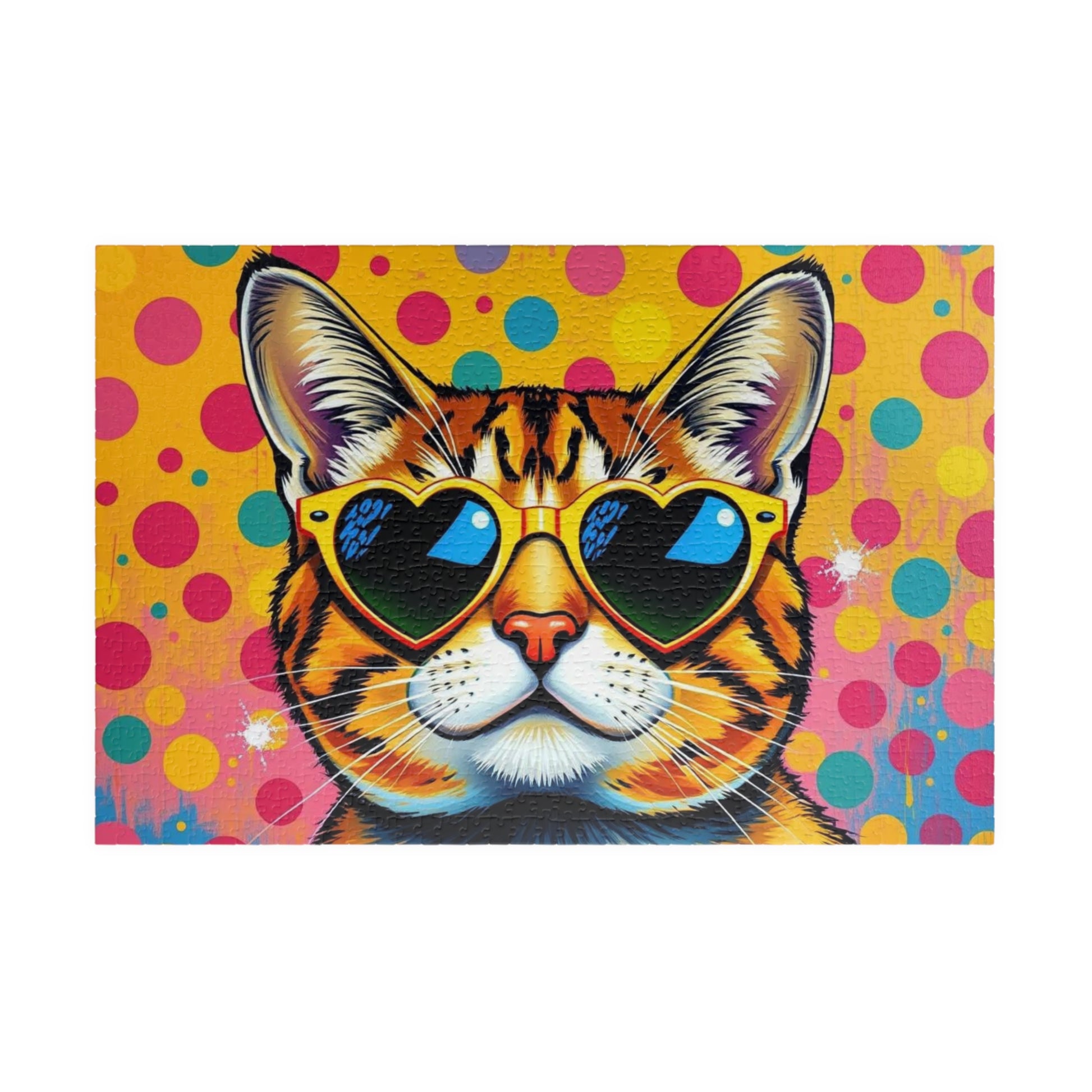 Pop Art Cat Puzzle - Fun Colorful Animal Art Jigsaw for Puzzle Lover, Family Game Night, Gift for Cat Owner, Creative Home Entertainment 1014 pcs (Horizontal) Puzzle The Puzzle Chest