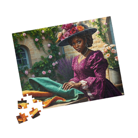 Black Victorian Shopper Jigsaw Puzzle - Afro American Woman, Vintage Style Black Artwork, Afrocentric Art 110 pcs (Horizontal) Puzzle The Puzzle Chest