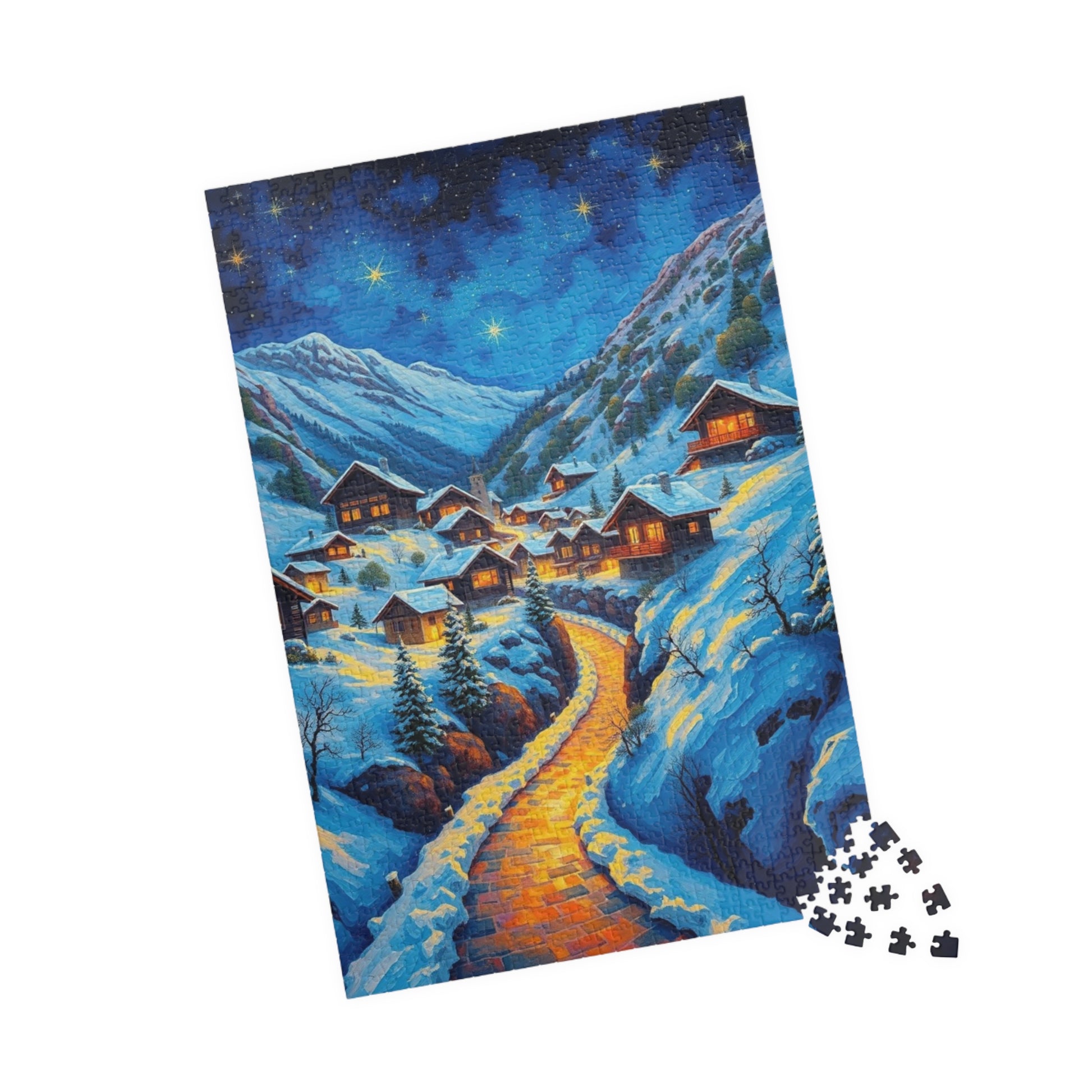 Cozy Winter Nights Puzzle, Snowy Village Artwork, 110-1014 Piece Jigsaw for Family Fun, Christmas Gift, Holiday Décor, Winter Activity The Puzzle Chest