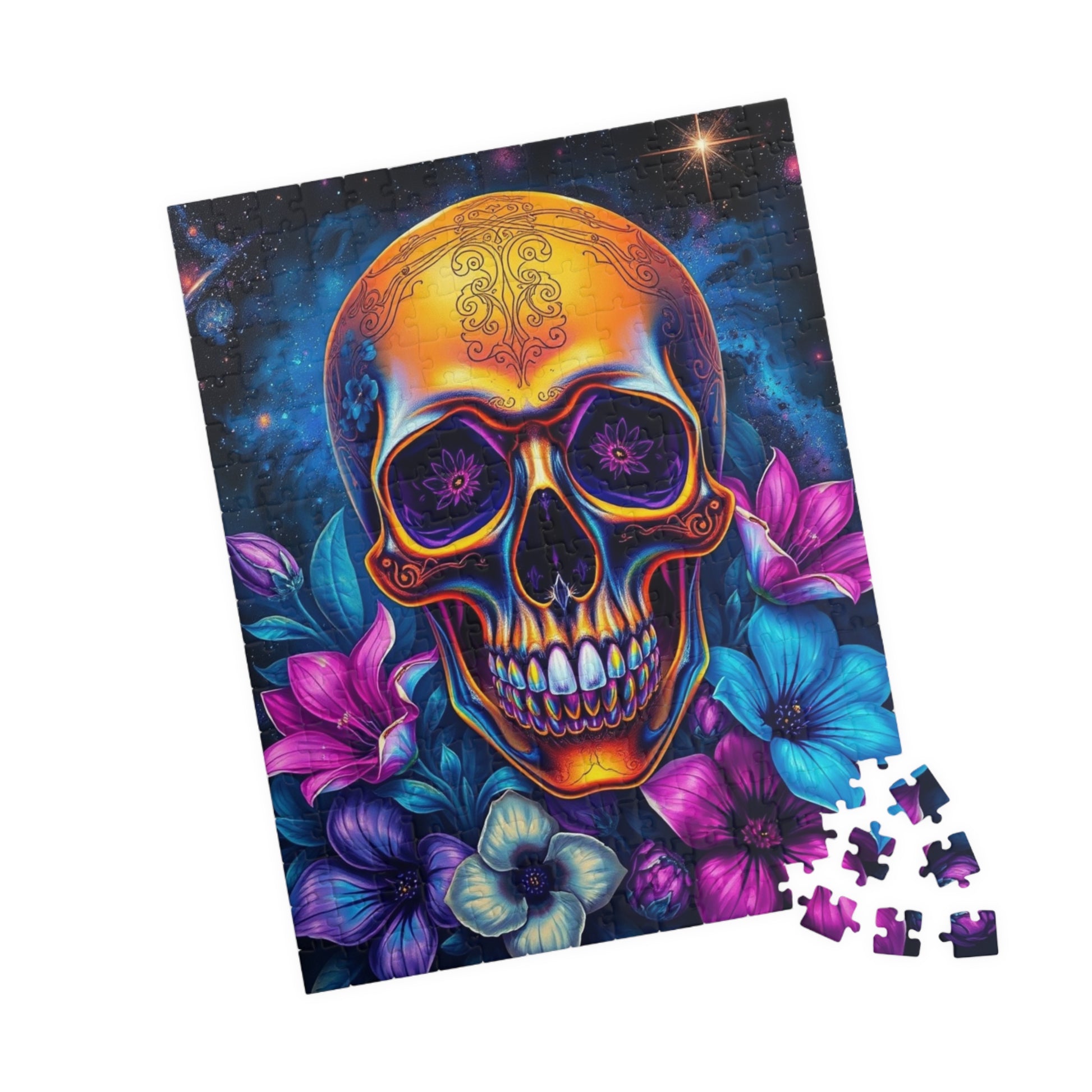 Cosmic Skull Artwork Puzzle for Adults, 110-1014 Piece Gothic Jigsaw Game, Best Unique Gift for Puzzle Lover, Mindfulness Activity, Solo Fun Puzzle The Puzzle Chest