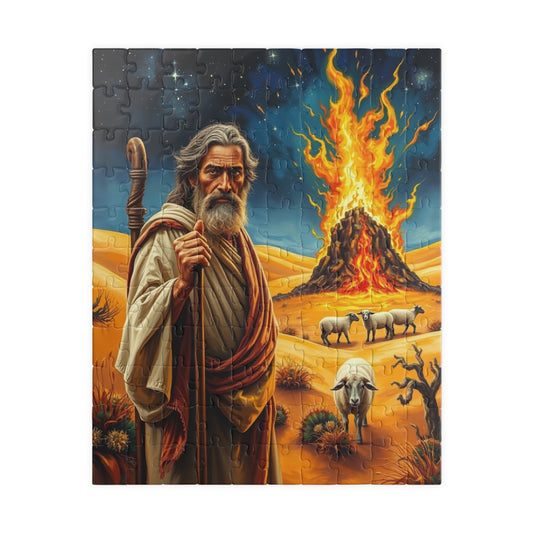 Religious Art Jigsaw Puzzle, 110-1014 Piece Burning Bush Christian Spiritual Gift, Faith-Based Family Game Bible Story Illustration, Mindful