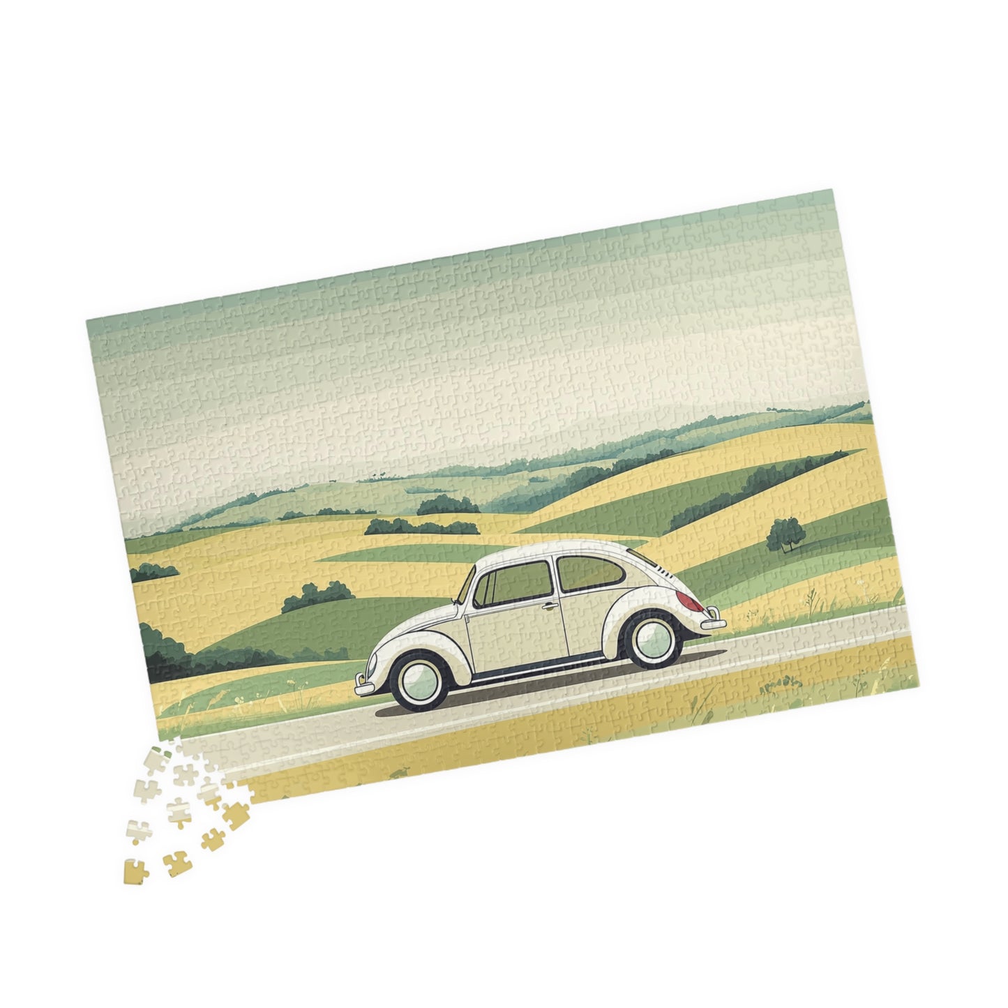 Vintage Beetle Illustration Puzzle | Scenic Countryside Jigsaw
